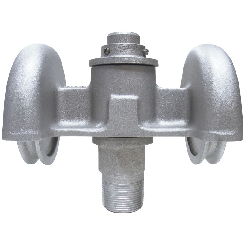 Eder HDT-2 Heavy-Duty Flagpole Truck - Threaded, Revolving, Double Pulley - Silver